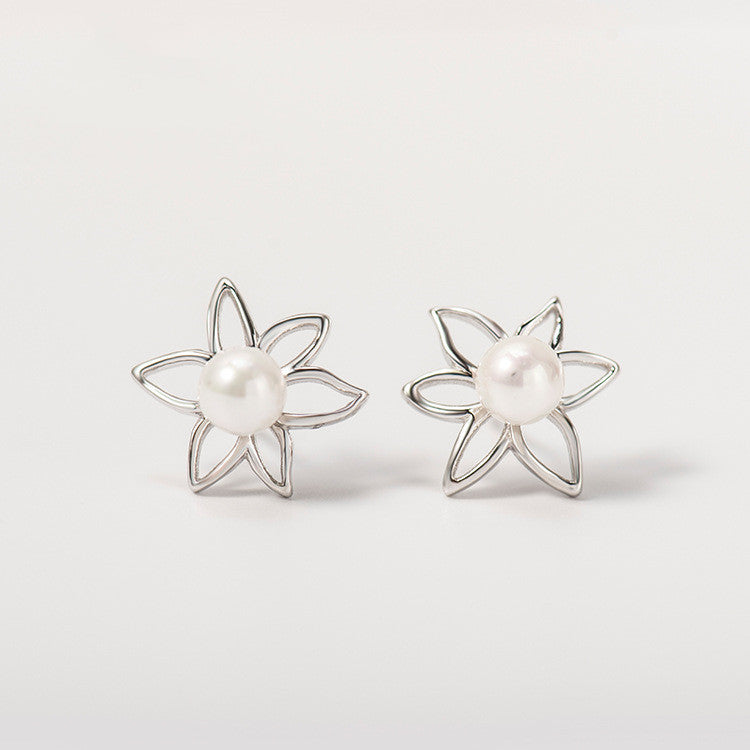 Floral Simulated Pearl Stud Earrings