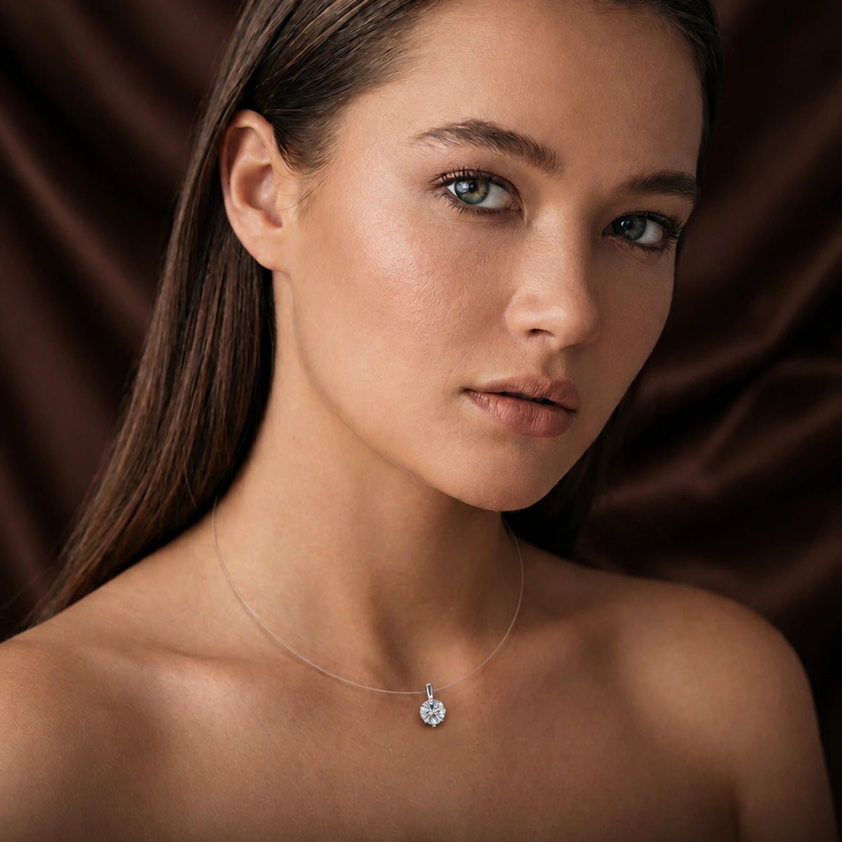 Floating Moissanite Solitaire Necklace