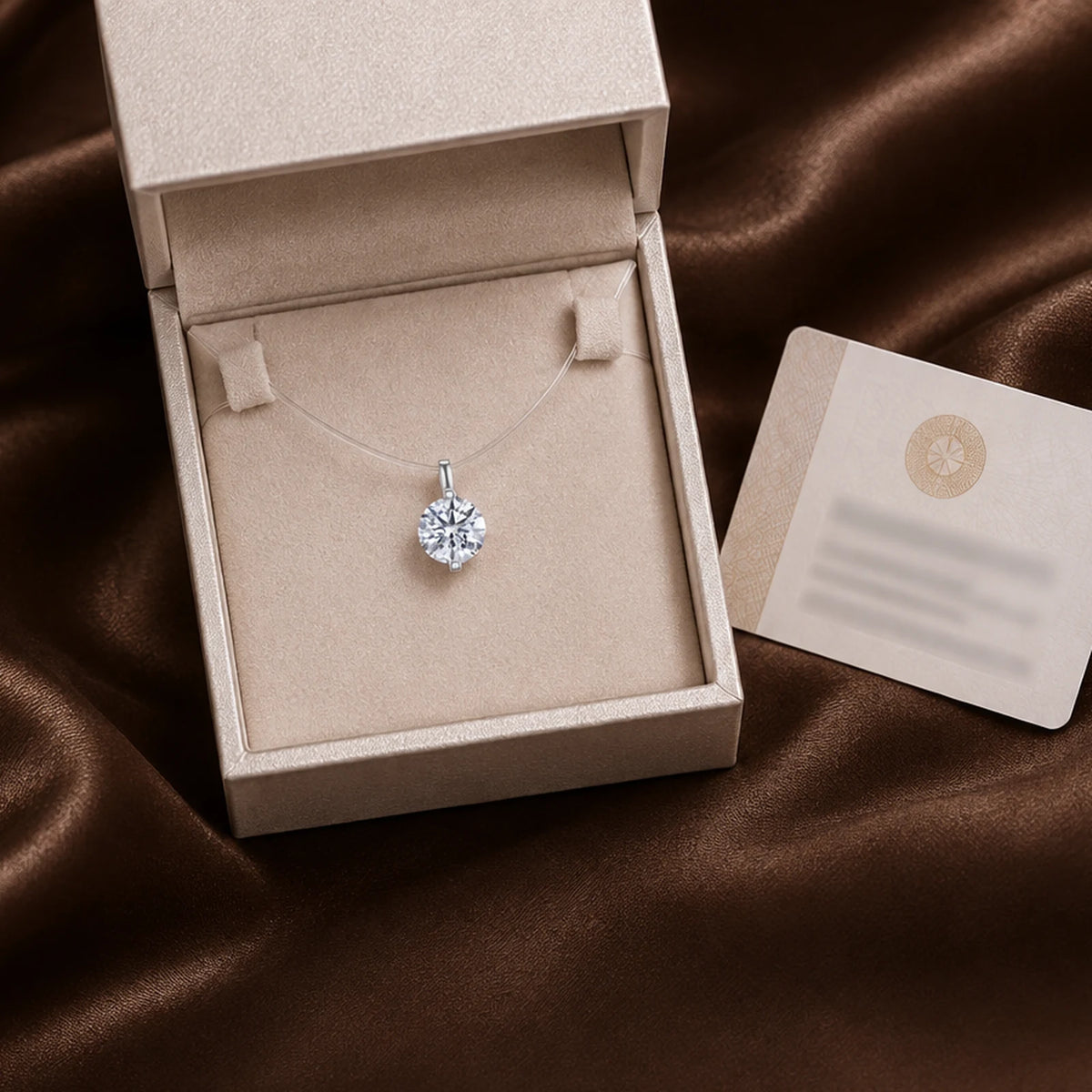 Floating Moissanite Solitaire Necklace - Lab-Created Moissanite, Sterling Silver, GRA Certificate