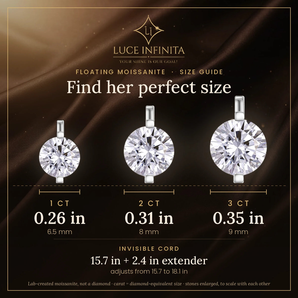 Floating Moissanite Solitaire Necklace - Lab-Created Moissanite, Sterling Silver, GRA Certificate