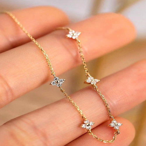 Clover Zircon Station Bracelet