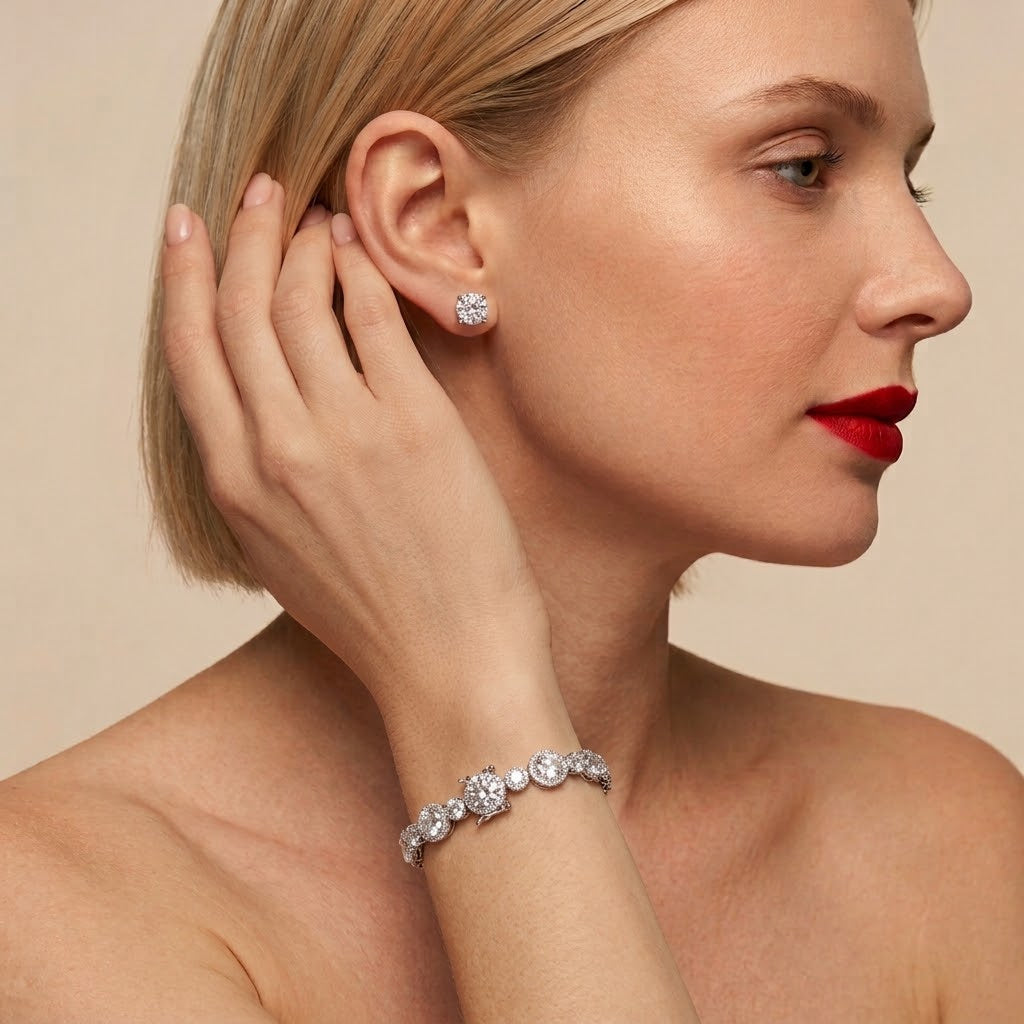 Zircon Glow Set — Stud Earrings + Tennis Bracelet