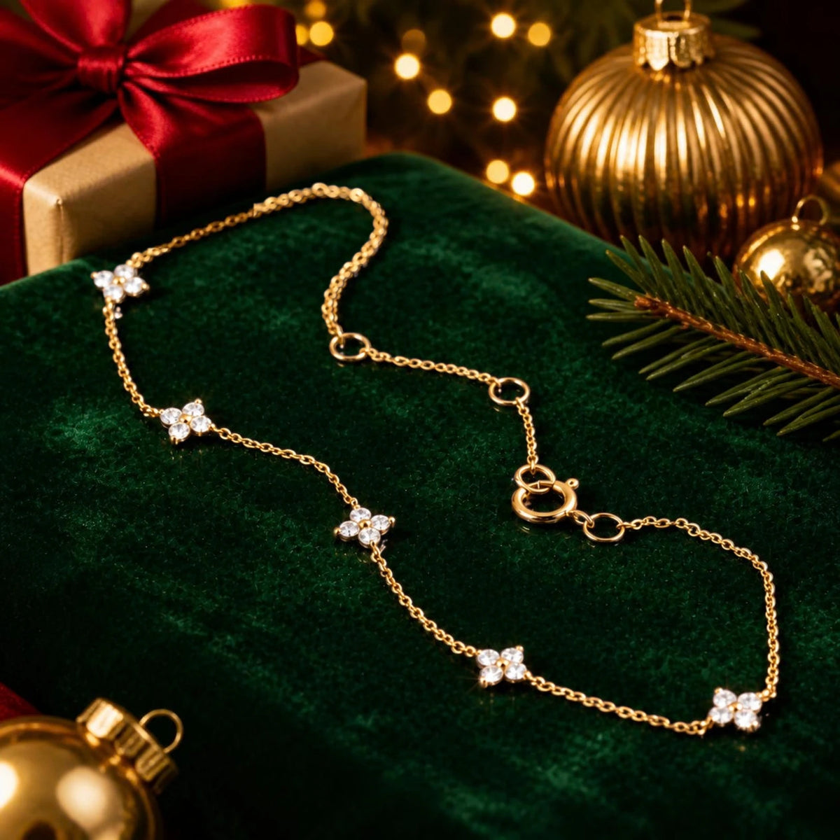Clover Zircon Station Bracelet