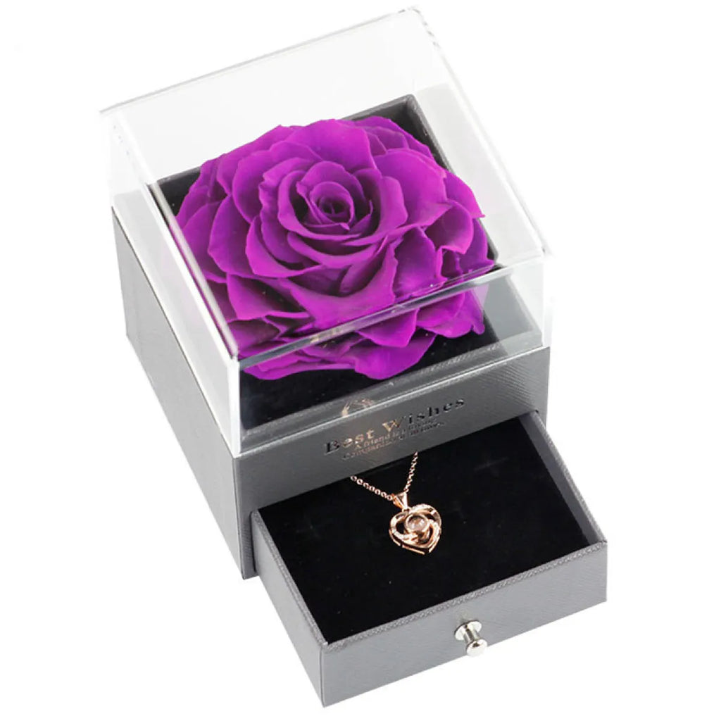 Preserved Rose Gift Box with Pendant Necklace