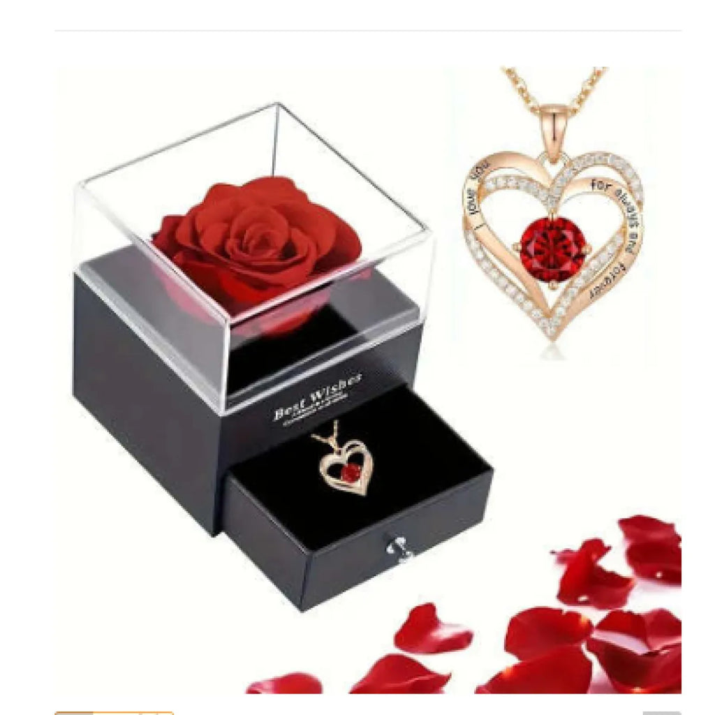 Preserved Rose Gift Box with Pendant Necklace