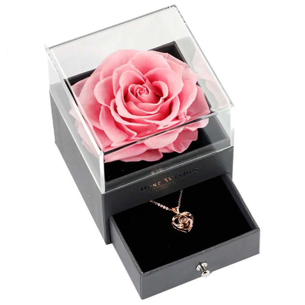 Preserved Rose Gift Box with Pendant Necklace