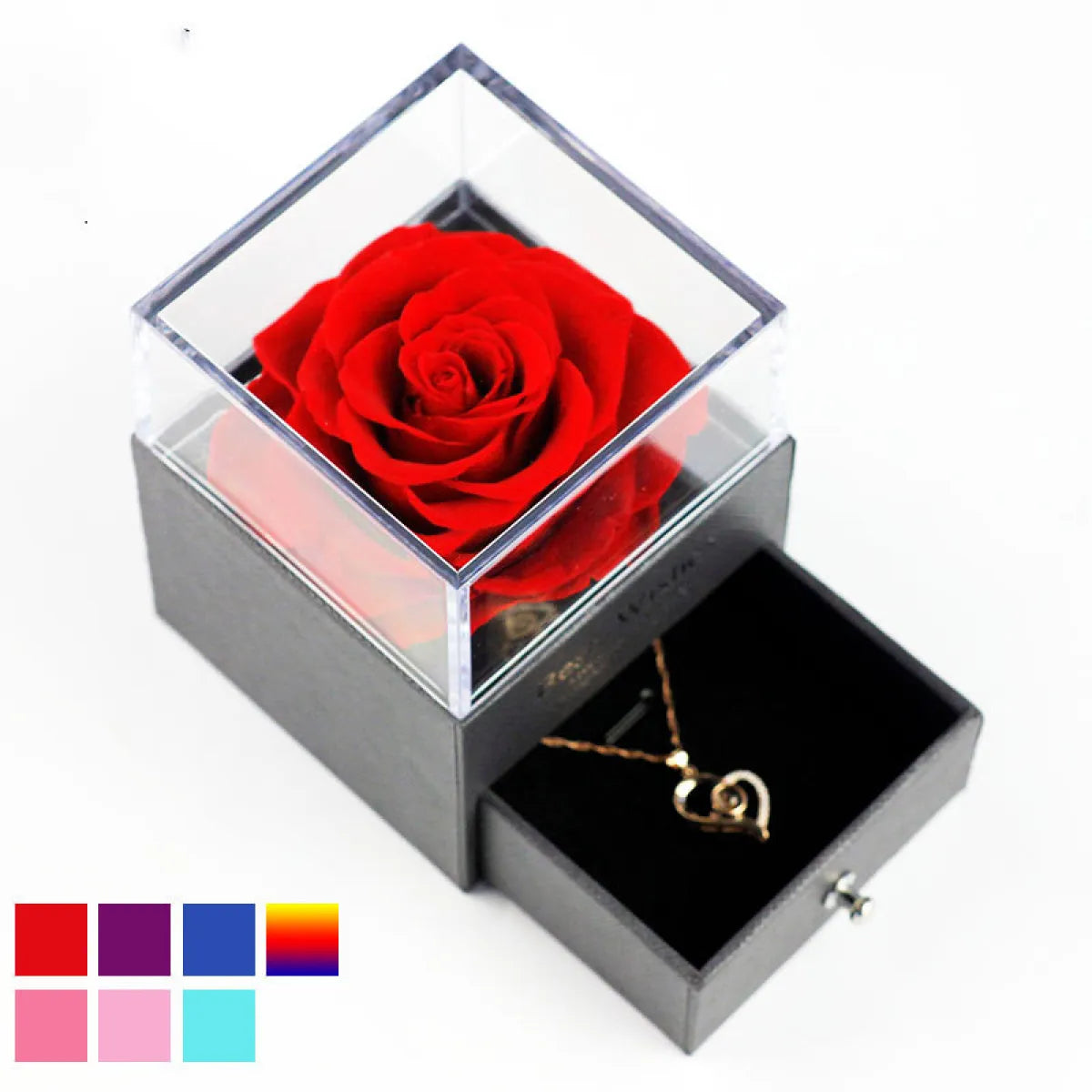 Preserved Rose Gift Box with Pendant Necklace